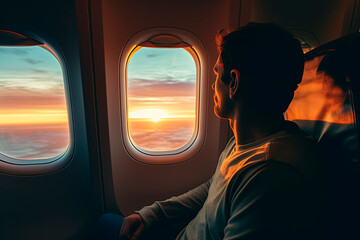 Fototapeta na wymiar a person enjoying their journey on a plane
