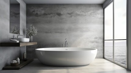 Naklejka na ściany i meble interior design background of bathtub bathroom interior house design ideas concept Created with Generative AI Technology.