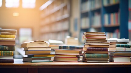 table a library with textbooks