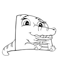 alligator illustration contour stroke doodle sketch picture coloring book for children isolated on white vector animal reptile