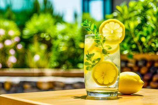 Ein Glas frische, selbstgemachte Zitronenlimonade, Lemonade, Generative AI