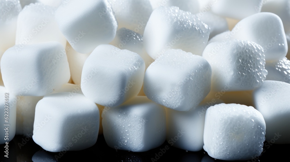Poster a pile of sugar cubes sitting on top of each other. generative ai image.
