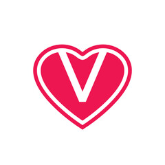 Initial letter V heart logo design, isolated on white background - Vector