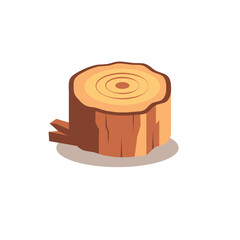 Tree trunk section icon in cartoon style, flat illustration design - Vector