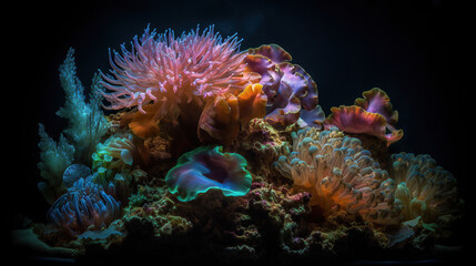 Fototapeta na wymiar Blue Coral Oasis, Vibrant Underwater Ecosystem