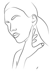 Girl. The portrait is stylized under one line.