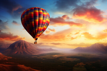 Fototapeta premium Hot air balloon in the beautiful sky. Generative AI