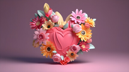 heart with flowers background 