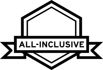 Vintage black color hexagon label banner with word all-inclusive on white background