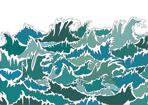 Storm ocean waves vector illustration