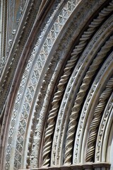 Orvieto in Italy and its wonderful white cathedral with some details of the front