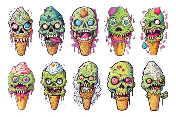 Ice cream cone with a little zombie collection