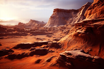 Fototapeta na wymiar Surface of the planet Mars. Generative AI