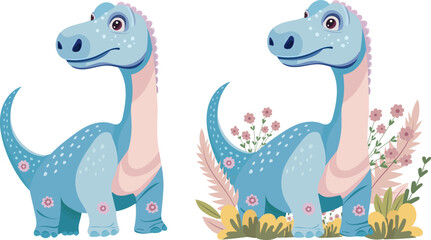 blue dinosaurs character on white background vector