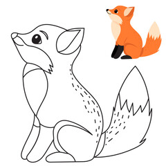 fox coloring book on white background