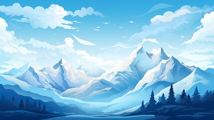 winter landscape with mountains. ai generative.