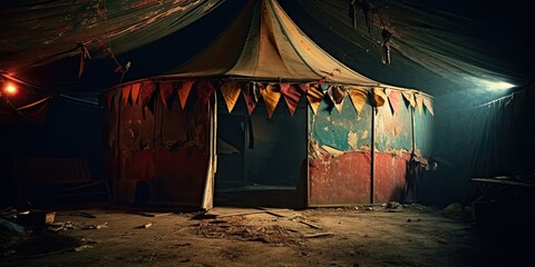 An empty decaying circus tent