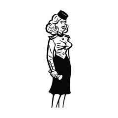 Stewardess in uniform. Vector illustration of a stewardess.