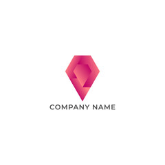 ILLUSTRATION GRADIENT PINK COLOR ABSTRACT GEOMATRIC TRIANGLE AND DIAMOND LOGO ICON SIMPLE NIMIMALIST TEMPLATE DESIGN VECTOR