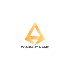 ILLUSTRATION GRADIENT YELLOW GOLD COLOR ABSTRACT GEOMATRIC TRIANGLE A LOGO ICON SIMPLE NIMIMALIST TEMPLATE DESIGN VECTOR