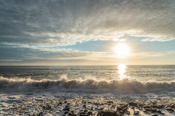 Ocean shore at sunrise (Cabot Trail, Cape Breton, Nova Scotia, Canada)