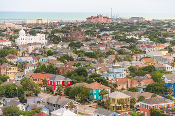 Aerial view of the Galveston city, Texas, USA