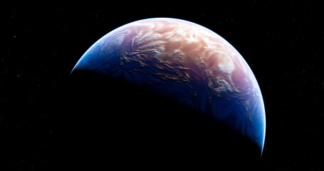 A blue fictional planet, 3d illustration.