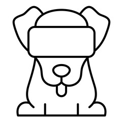 Cute dog wearing Vr glasses metaverse outline icon cartoon