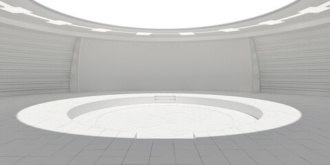Fototapeta premium Empty white modern futuristic room. 3D rendering