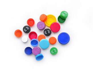 Fototapeta na wymiar plastic bottle caps, colored caps