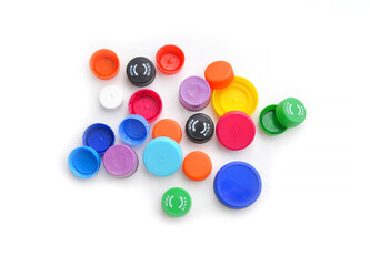 plastic bottle caps, colored caps