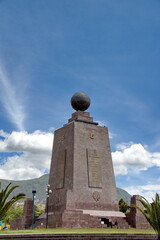 Obelisk at the Mitad del Mundo park in the suburbs of Quito, Ecuador