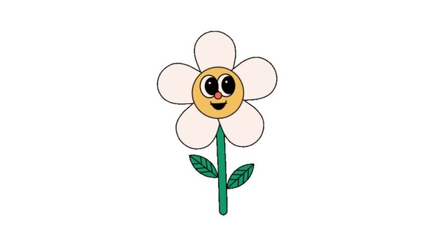 Animated white Flower Motion icon background animated, logo symbol, social media