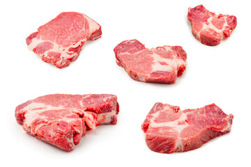 Raw pork isolated on white background.