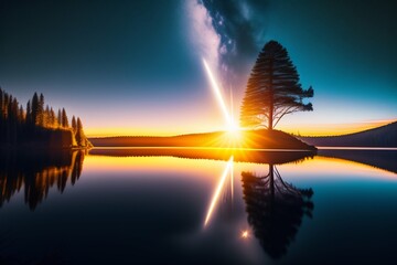 sunrise over the lake