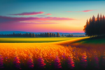 sunset over the river