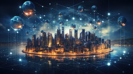 Obraz premium night city skyline