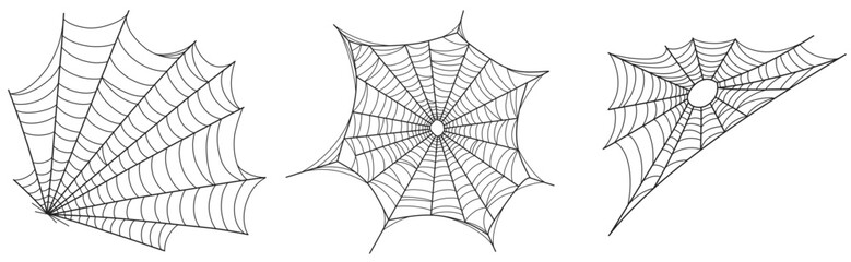 Vector Set of spider web on white - obrazy, fototapety, plakaty
