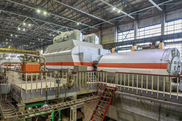 Steam turbine and power generator in the plant workshop. © Елена Бионышева-Абра