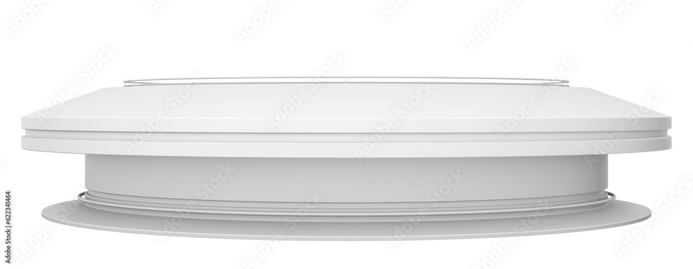 Poster empty white circle table. white background. 3d rendering