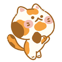 Adorable Cute Kawaii Calico Cat Character Illustrator PNG Playful Fluffy Pet with Whiskers