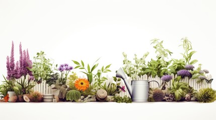 Gardening in white background, AI generated Image