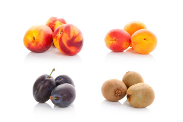 Various fruits isolated on white background. Healthy fruit eating.
