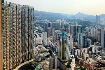 Residential building in Hong Kong. The city is one of the most populated areas in the world.