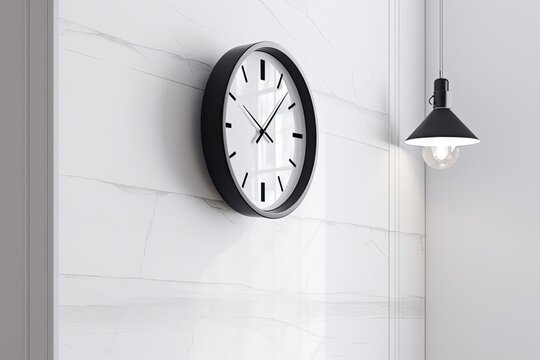 Clock on a Wall with a White Background. Generative AI