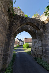 Fototapeta na wymiar Street of Yèvre-Le-Châtel old village in Centre-Val-De-Loire region