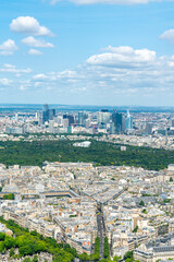 Shot of the city skyline from the Eiffel Tower observation deck