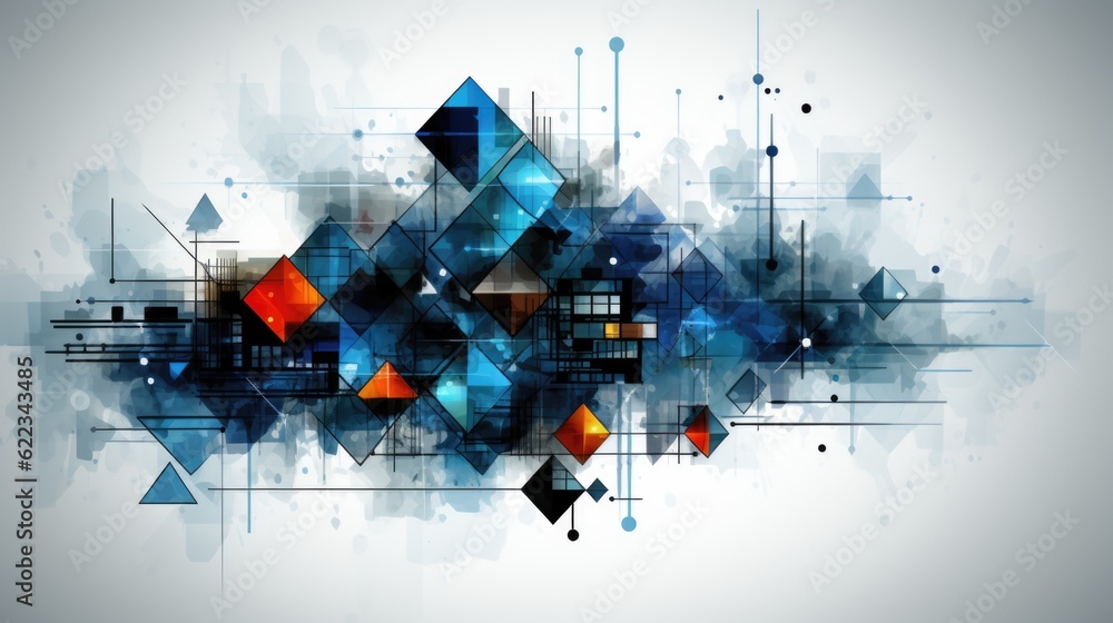 Aufkleber a blue and black abstract design with geometric shapes. generative ai image.
