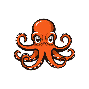 Orange octopus logo. Vector illustration of a stylized octopus
