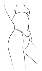 Girl. Abstract minimalistic female body. Contemporary art in one line.